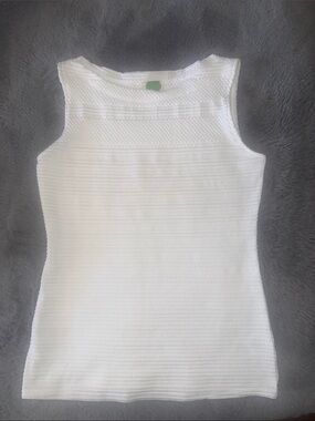 Anthropologie White Textured Knit Tank Top